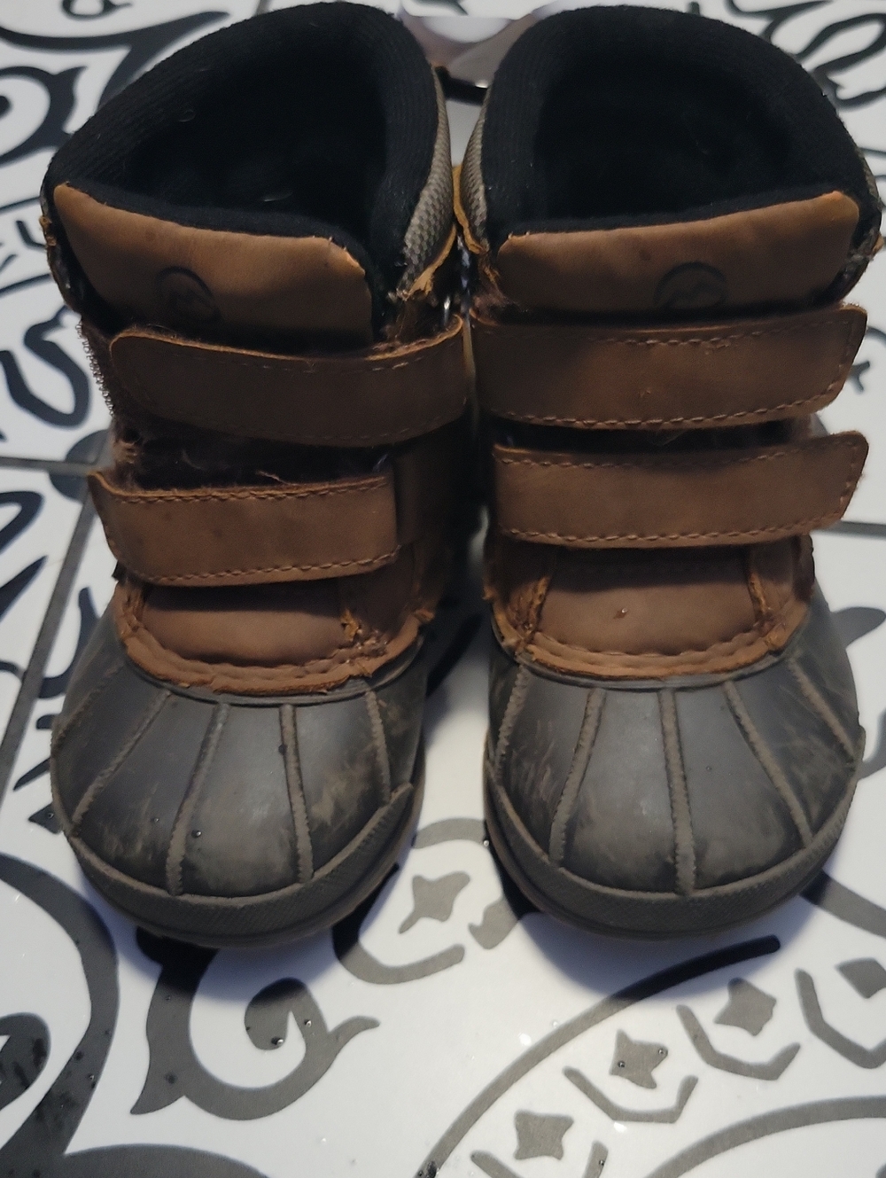Magellan Outdoors Brown and Gray Kids Waterproof Hook-and-Loop Boots